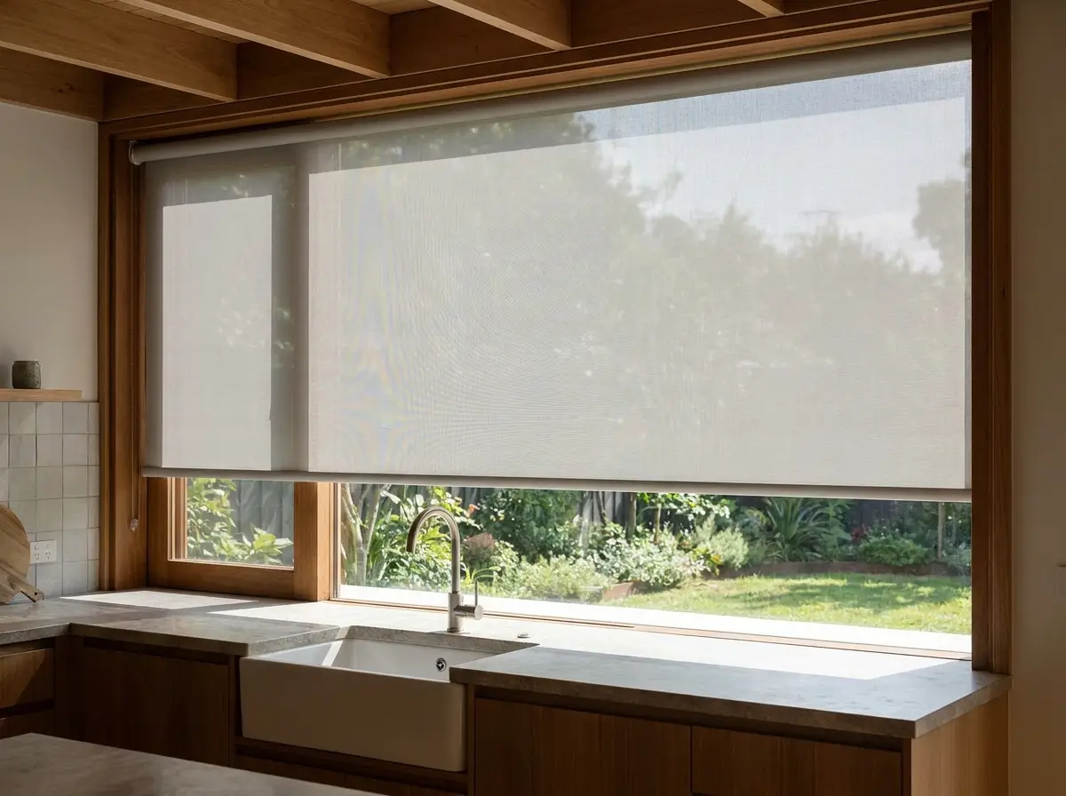 Sunscreen roller blinds fitted in a Boardwalk home